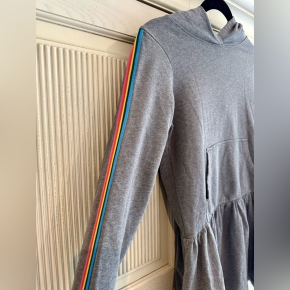 HANNAH ANDERSON Girls Rainbow Hoodie Dress Gray French Terry, Size 10 - Picture 3 of 13